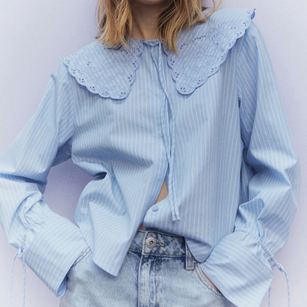 H&M Poplin blouse with eyelet embroidery